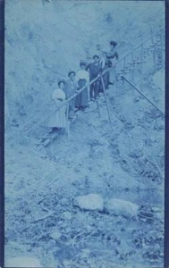 RPPC Cyanotype Edwardian Group Photo c1910s Vintage Postcard - Picture 1 of 1