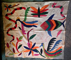 VINTAGE cloth TEXTILE hanging Colorful FOLK ART ANIMALS, snake, etc. EMBROIDERED