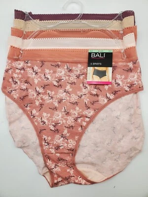 BALI 5-Pack Women's Large Cotton Briefs Panties Beige Mauve Nude Purple Pink - Image 1 of 4