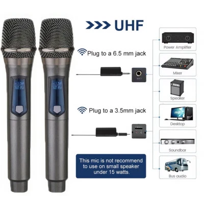 2x Dynamisches Profi Mikrofon Tragbar Handmikrofon Kabelloses  Karaoke Empfänger - Bild 1 von 4