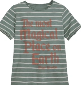 Disney The Most Magical Place on Earth Magic Kingdom Striped T-Shirt Large NEW - Picture 1 of 6