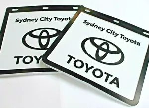 TOYOTA HILUX ALLOY TRAY MUDFLAPS SET OF 2 SYDNEY CITY TOYOTA BRANDED 28 X 28 - Picture 1 of 3
