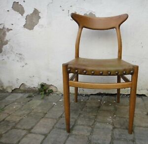 Hans Wegner (zugeschrieben) W2 Stuhl chair Eiche Leder Nieten mid century danish