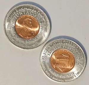 VILLALBA Antiques ADJUNTAS Coin PUERTO RICO Encased Cent Lucky Penny ficha token - Picture 1 of 3