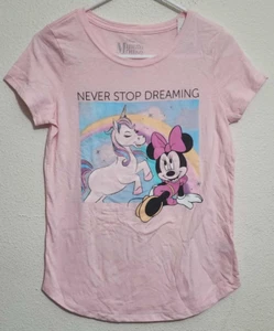Disney Minnie Mouse Graphic Print Girls Sz 14/16 Never Stop Dreaming T-Shirt - Picture 1 of 3
