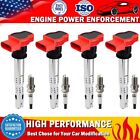 4X Ignition Coils + 4X Spark Plugs Pack For Audi A4 A8 Q5 Q7 R8 S4 Vw Golf Uf529