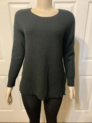 Suéter Athleta Mujer Medio Verde Mezcla Lana Merino Túnica Texturizada Popover EG Foto 1 de 4