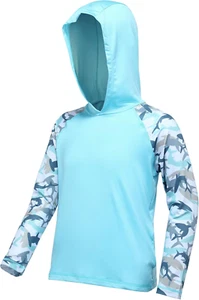 Boys UPF 50+ Swim Hooded Shirt with Pocket/Non-Pocket, Youth Kids SPF UV Sun Pro - Picture 1 of 12