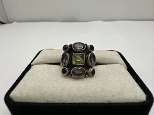 Nicky Butler Sterling Silver Amethyst Citrine Peridot Cluster Ring Sz 7 4.9g - Picture 1 of 4