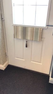 Letterbox draught excluder & tassel in Laura Ashley Awning Stripe Eau De Nil - Picture 1 of 1