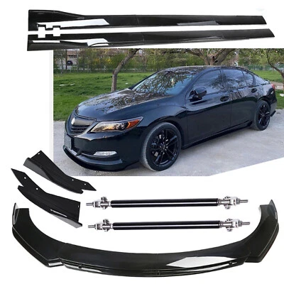 Glossy Black For Acura RLX 2014-2020 Front Bumper Lip Body Kit Spoiler Splitter Foto 1 de 4