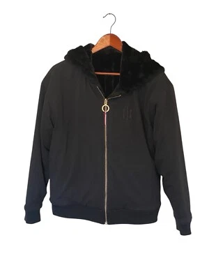Chaqueta para mujer Tommy Hilfiger negra de piel sintética talla L mediana con capucha reversible Foto 1 de 4