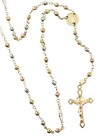 Five Decade Rosary Virgin Mary Multi-Tone 14 Karat Gold 25" Circular Loop 17” 