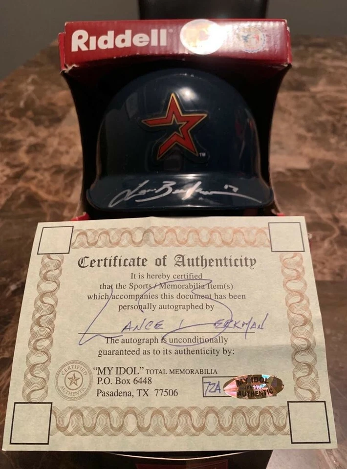MINI CASCO AUTOGRAFIADO LANCE BERKMAN HOUSTON ASTROS CON CERTIFICADO DE AUTENTICIDAD Foto 1 de 2