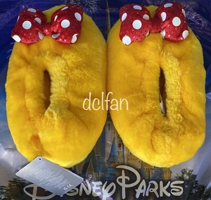 Disney Parks Minnie Mouse Bow Sequin Slippers Shoes Womens Adult Small NEW - Picture 1 of 2