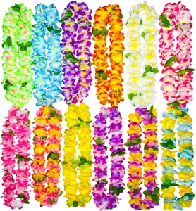 12 Counts Thickened Hawaiian Leis, Perfect Luau Party Supplies for Summer Beach - Picture 1 of 5