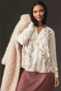 Anthropologie TINY Holden Long Sleeve Floral Shimmer Embroidered Top Small NWT - Picture 1 of 16