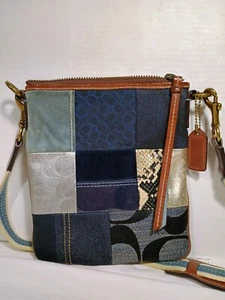 Borsa a tracolla Coach multicolore blu stile patchwork borsetta borsetta n. B063-10006 - Foto 1 di 11