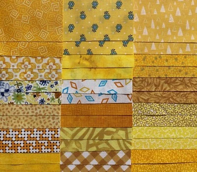 36 5" X 5" YELLOW SQUARES ~ 100% Cotton Quilt Fabric (18 Prints, 2 each) Foto 1 de 4