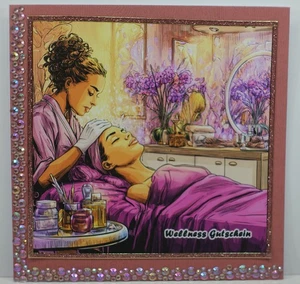 Hecho a mano, tarjeta Wellness cupón masaje mujer tarjeta de felicitación cumpleaños - Imagen 1 de 1