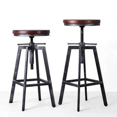 Conjunto de 2 banquetas de bar industriais 25,6-30,5 polegadas altura ajustável Sw... - Imagem 1 de 4