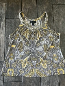 INC International Concepts schwarz grau silber gelb Perlen Tank XL V-Ausschnitt Top - Bild 1 von 6
