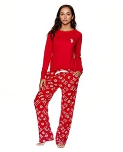 2-Piece Pajamas for Women Set, Long Sleeve PJ Sets for Women, Large Red-2 - Picture 1 of 7