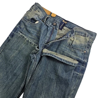 Pantalones de mezclilla de pierna recta de colección FUSAI para hombre 1997 talla 32 x 30 bolsillos bordados desgastados Foto 1 de 4