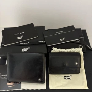 Montblanc Wallet Bifold Black Leather With Box Unisex - Picture 1 of 19