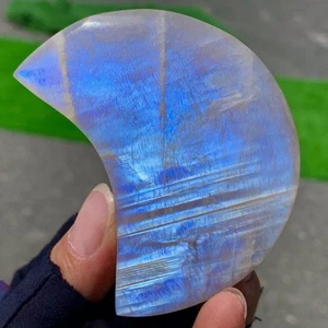 85G Natural blue Moonstone moon with rainbow gold sand crystal mineral healing - Picture 1 of 22