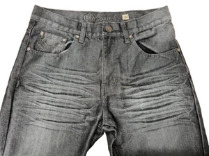 Old Skool Mens Jeans 30 X 32 Shiny Metallic Black distressed - Picture 1 of 5