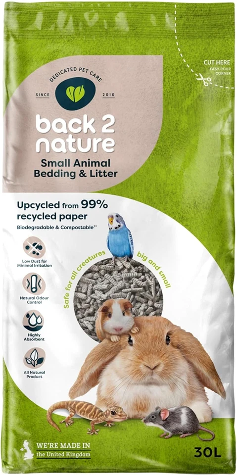 BACK 2 NATURE Back-2-Nature Kleintier Einstreu und Einstreu, 30 L Verpackung kann variieren