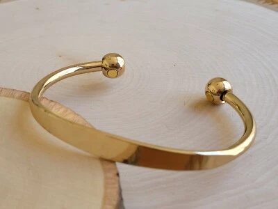 Pure Copper Magnetic Bracelet Gold Plated Arthritis Therapy Heavy Cuff Bracelet - Image 1 of 4