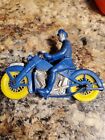 Vintage 1950's AUBURN RUBBER POLICE OFFICER ON MOTORCYCLE IN BLUE 6.25" UNIQUE
