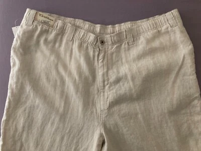 Men's CARIBBEAN Natural Khaki LINEN Drawstring Pants 48x32 NEW NWT - Image 1 of 4