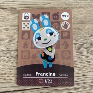 Authentic Animal Crossing Amiibo Card Francine # 299 - Nintendo NEW UNSCANNED