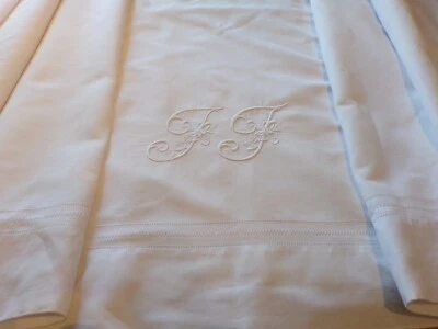 Grand Drap en Lin 240 cm x 310 cm  Monogramme " F F " - Photo 1/4