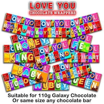 SMARTEKMEDIA Love You Novelty Chocolate Bar Label Wrapper Birthday Christmas Valentine Gift