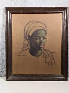 Vladimir Tretchikoff litografia originale Basuto ragazza tela cornice legno RARA - Foto 1 di 12