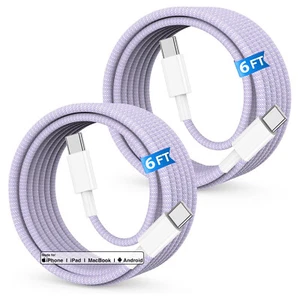 2 Pack iPhone 16 15 Pro Max, Galaxy S25 USB-C Cable Fast Charger Type C Cord - Picture 1 of 19