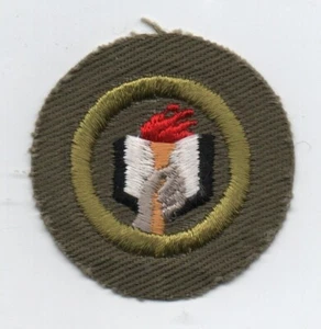 Scholarship Merit Badge, Type E Khaki Narrow Crimped (1947-60), Mt! - Picture 1 of 1