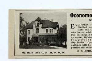 1917 OCONOMOWOC HEALTH RESORT Advertising Original Antique Print Ad - Picture 1 of 2