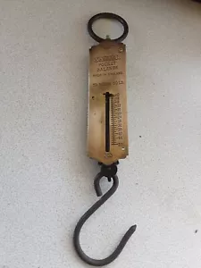 Salters Vintage Pocket Balance No 3 Weighs 50lb Brass & Green Enamel Fishing etc - Picture 1 of 9