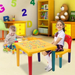Kids Table and Chair Set ABC Alphabet Childrens Plastic Toddlers Childs School - Picture 1 of 9