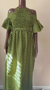 Adomah Green Ankara Maxi Dress - Picture 1 of 6