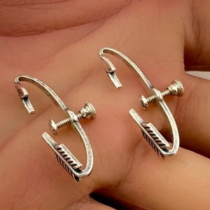 Vintage 925 Sterling Silver "Through The Ears" Screw Back Earrings (3.6g) - Picture 1 of 4