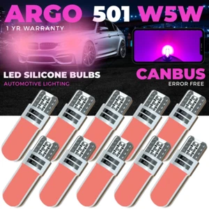 501 Pink Led Car Bulbs T10 Xenon W5w Canbus Error Free Interior Side Light Bulb - Picture 1 of 11