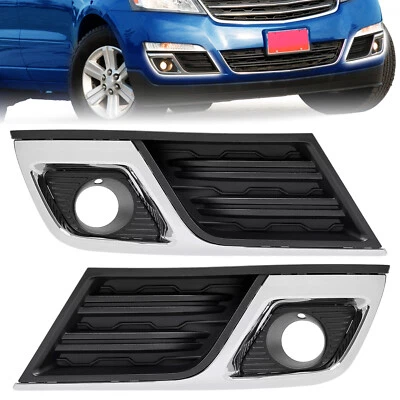 Fog Light Cover Bezel Trim Left & Right Black & Chrome For Chevy Traverse 13-17 - Image 1 of 4