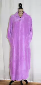 Vtg Herbcraft Rose Pink Chenille 1/2 Zip Full Length Robe Dressing Gown Womens M - Picture 1 of 10