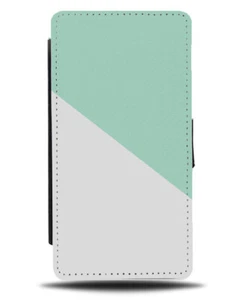 Mintgrün und Weiß Flip Cover Wallet Handy Hülle Hell Pastell Hell Farbe i421 - Bild 1 von 3